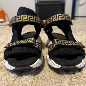 Versace Kids Black and Gold Patterned Sandals-USED. Final sale